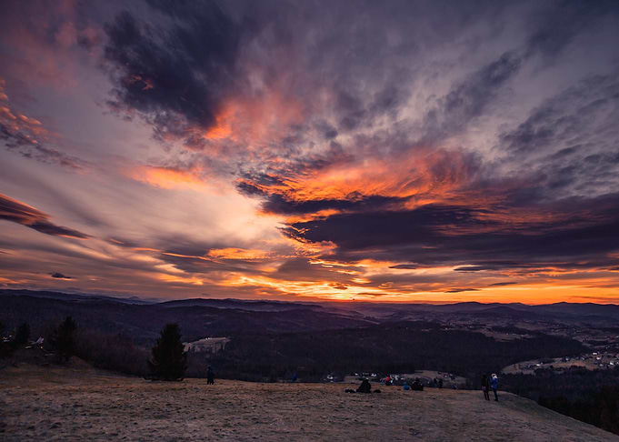 Autumn sunset in mountains