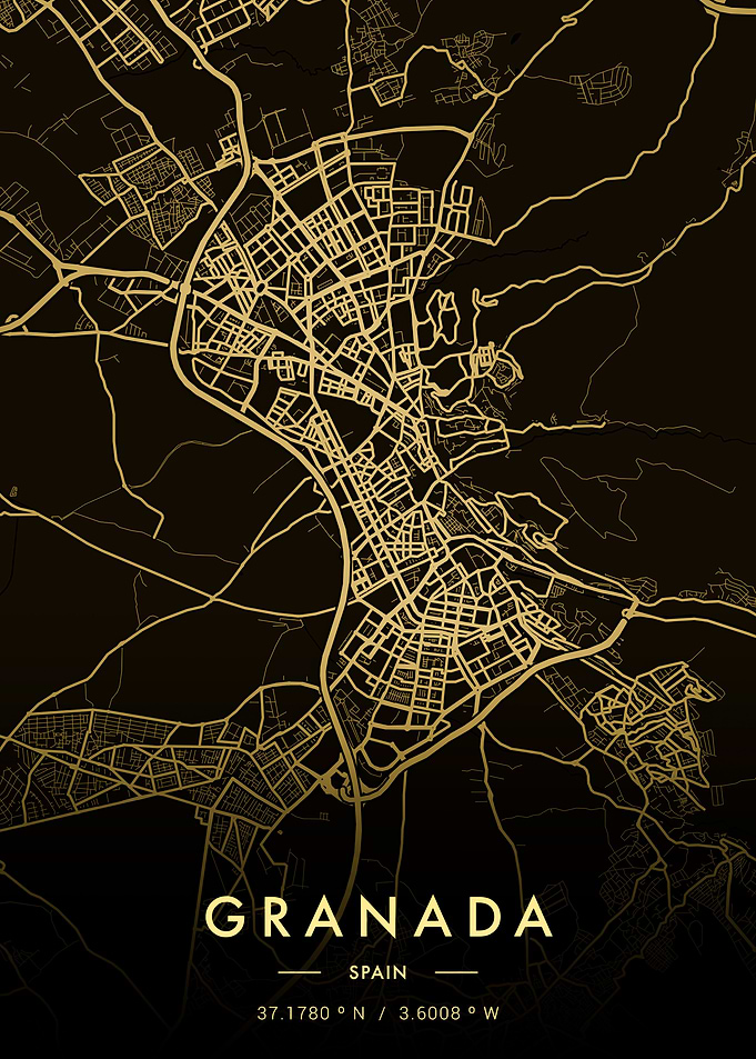 Granada City Map Gold