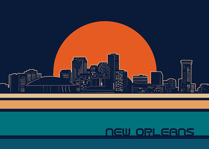 new orleans skyline retro