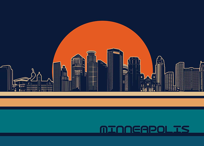 minneapolis skyline retro