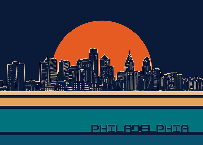 philadelphia skyline retro