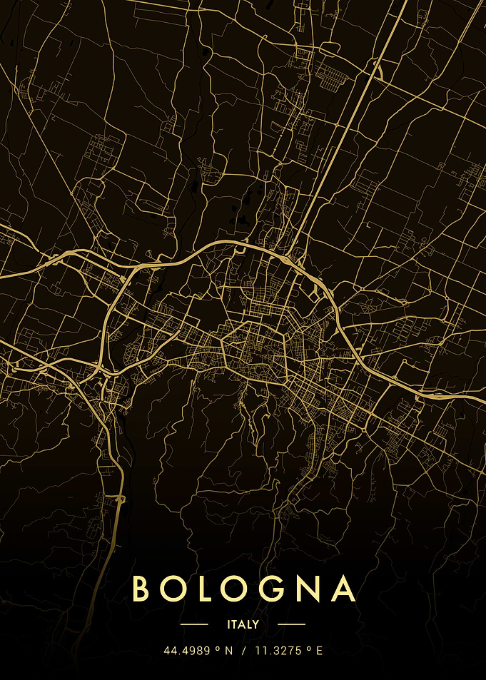 Bologna City Map Gold