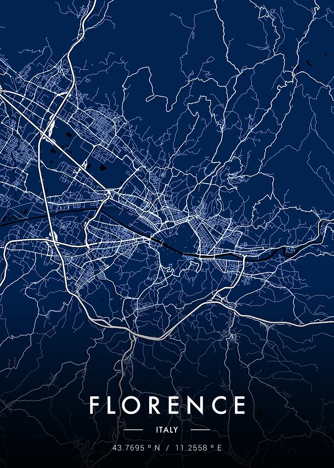 Florence City Map Blue