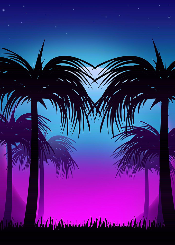 synthwave palm sunset