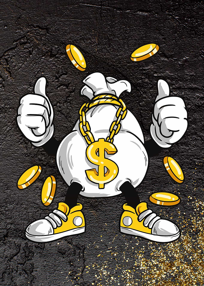 Money bag gold coins