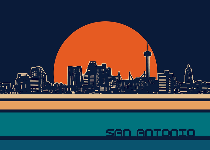 san antonio skyline retro
