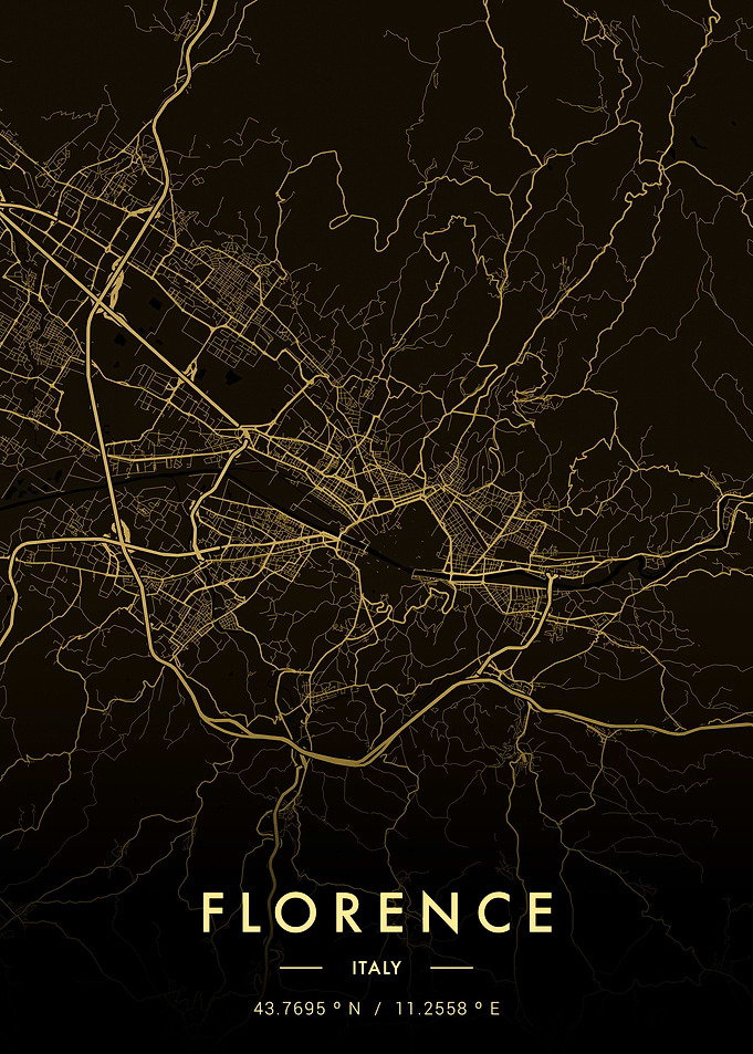 Florence City Map Gold