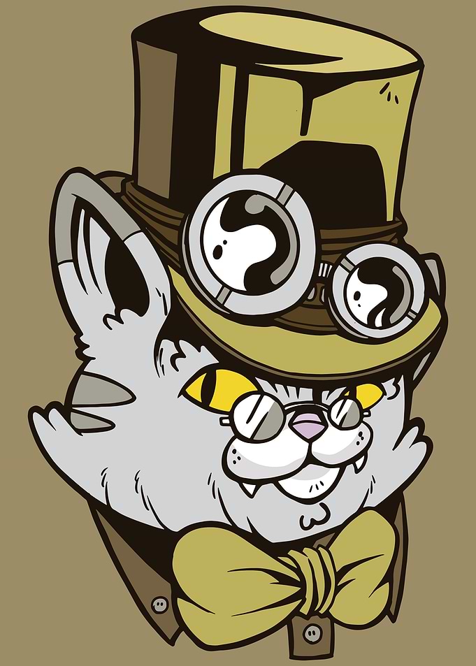Steampunk Cat with hut