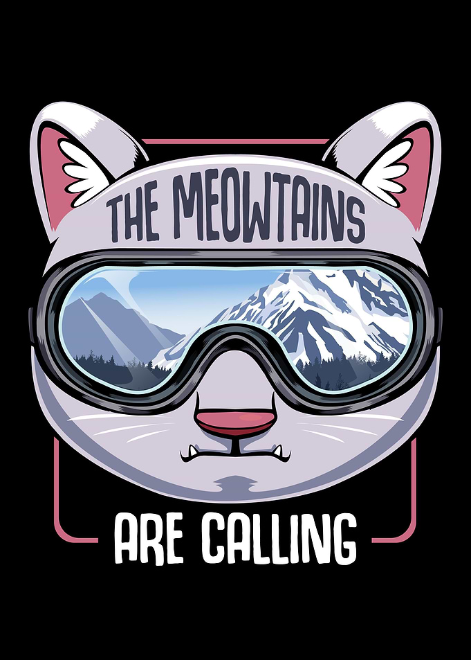 Meowtains Snowboard Skiing