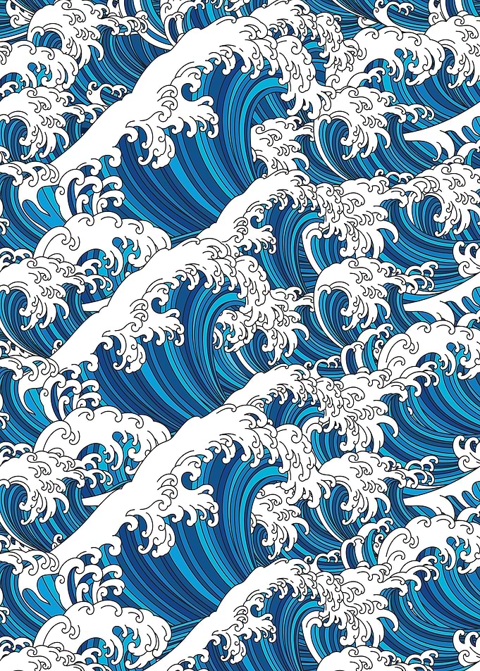 japan wave blue