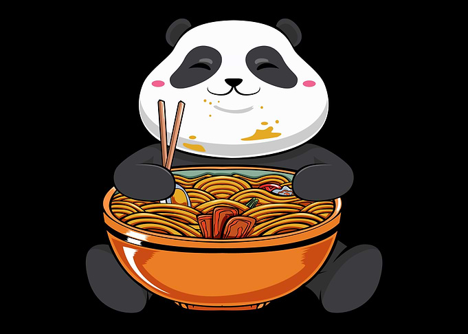 Kawaii Cute Panda Bear Eat