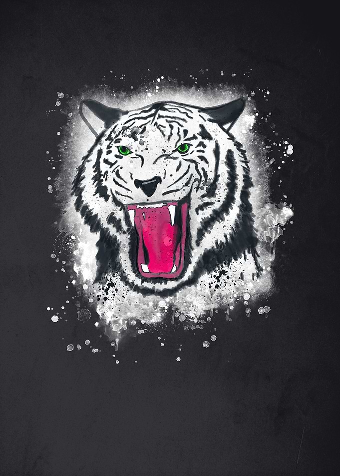 White tiger watercolor