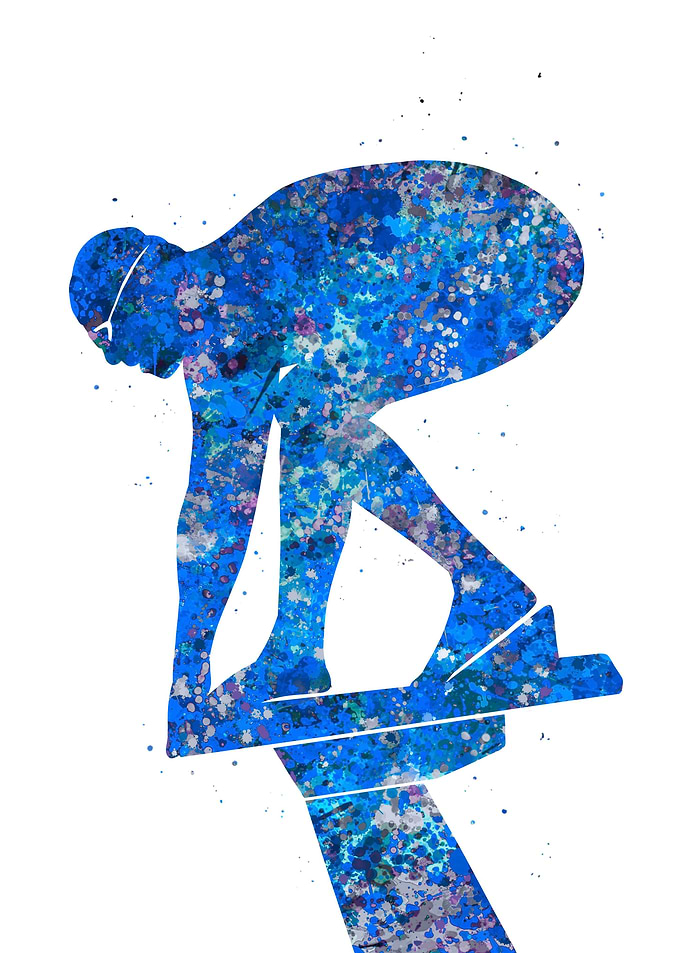 Swimmer male blue art