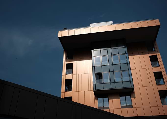 Light shining on building