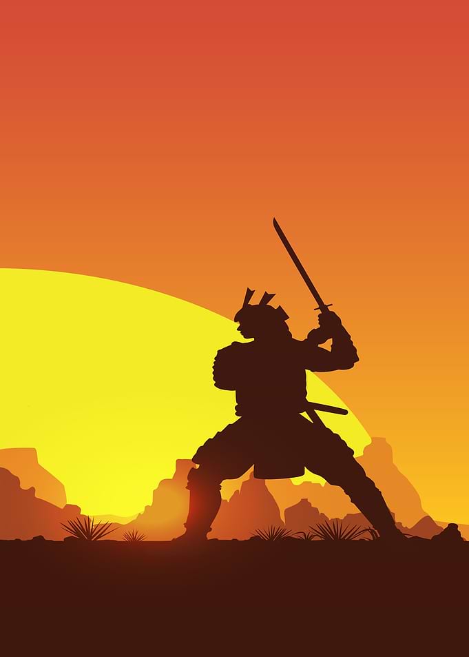 sillhouete samurai fight