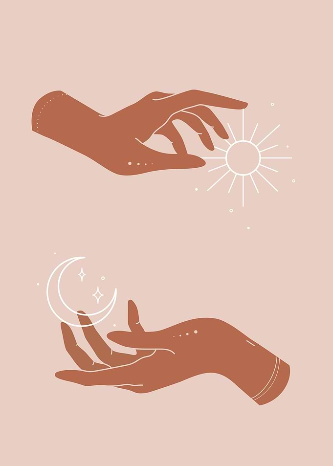 Celestial Hands Moon Sun