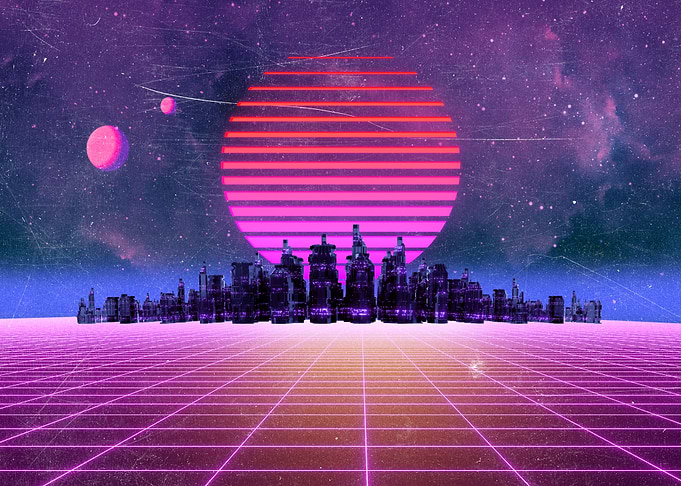Griny synthwave city post