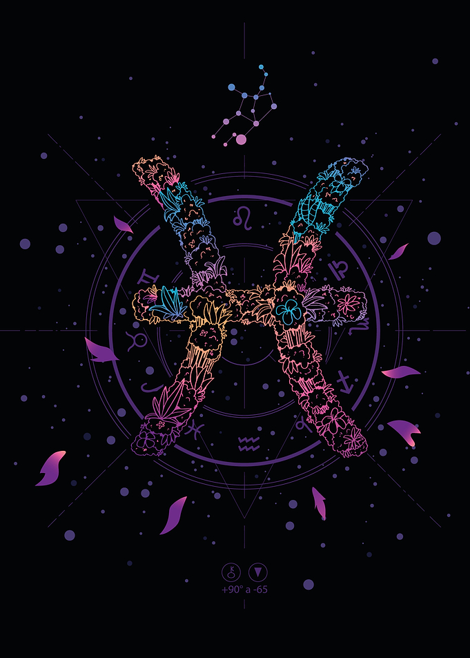 PISCES FLORAL ZODIAC SIGN