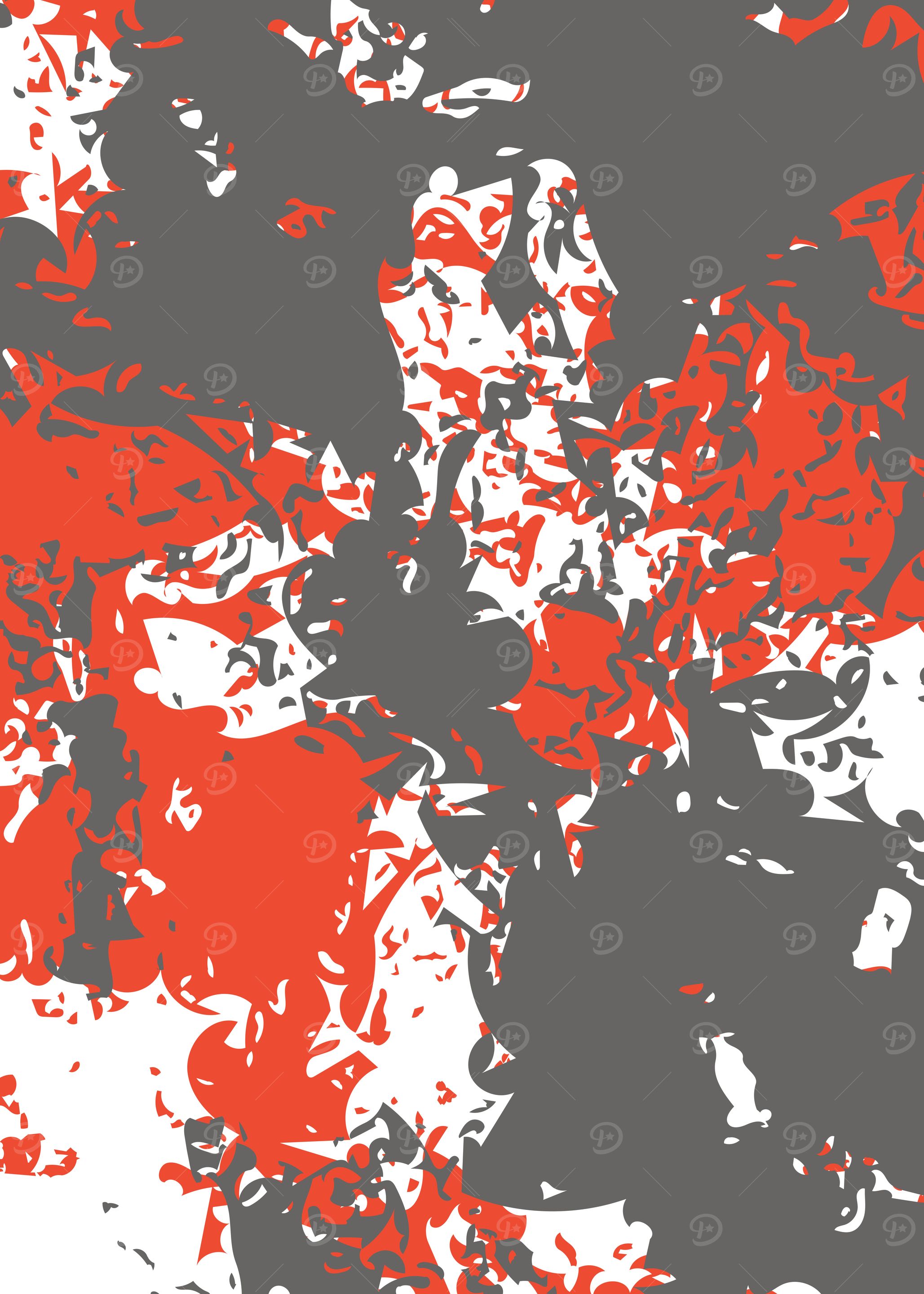 Pewter and Mandarin Red