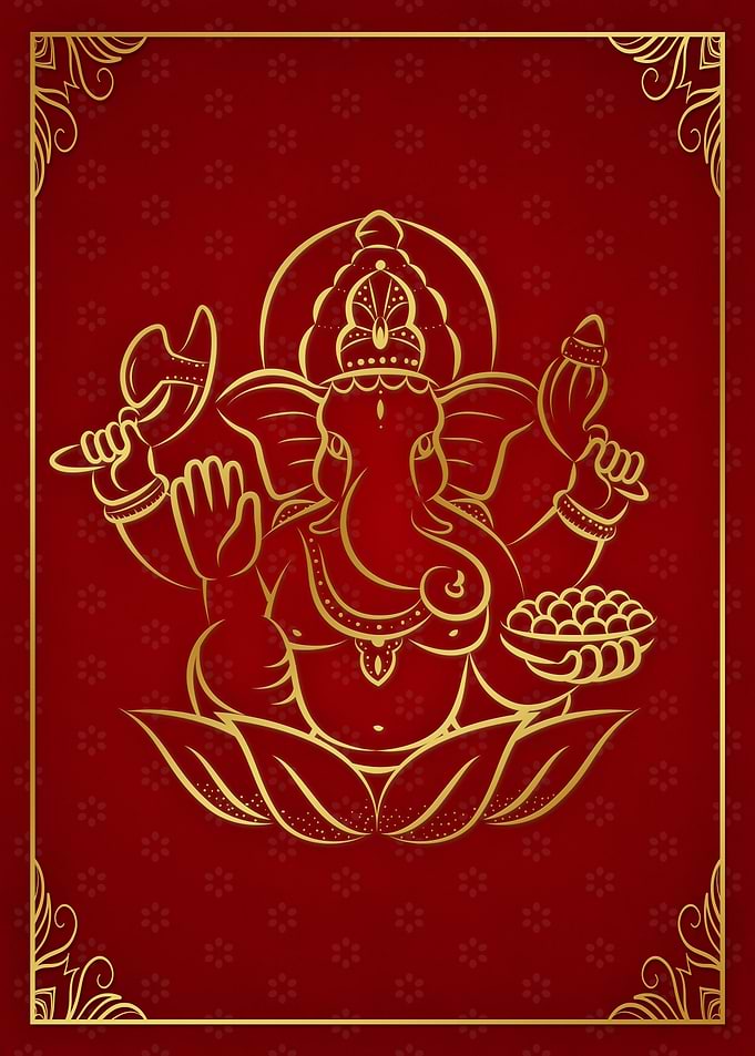 Ganesh Hindu Red Gold
