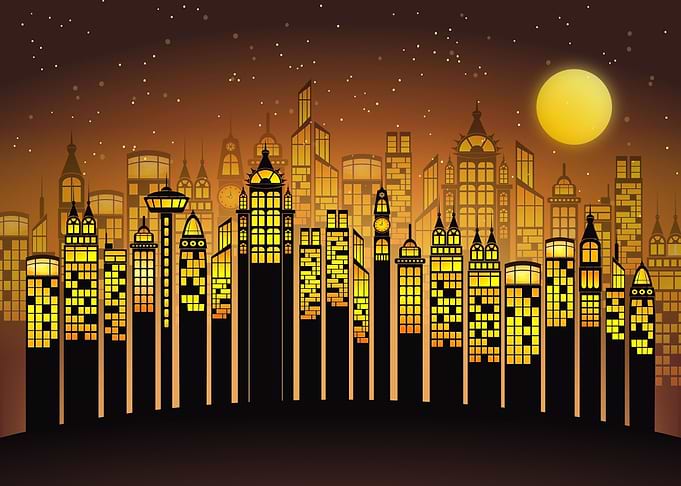 Yellow and brown cityscape