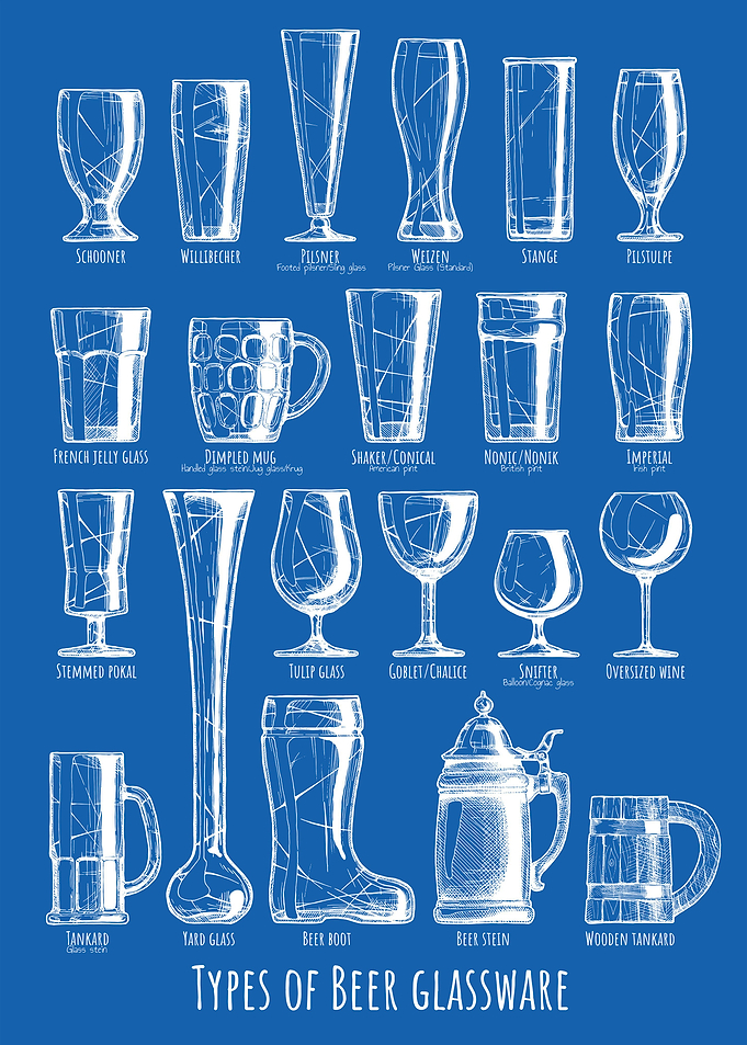 Types of beer glass blue
