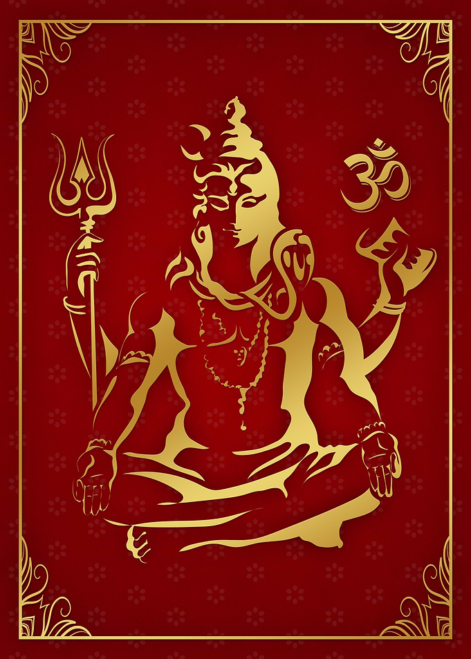 Lord Shiva Red Gold