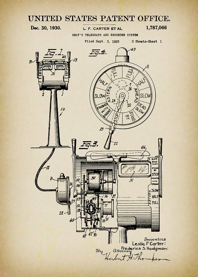 Ship Telegraph Patent 1930