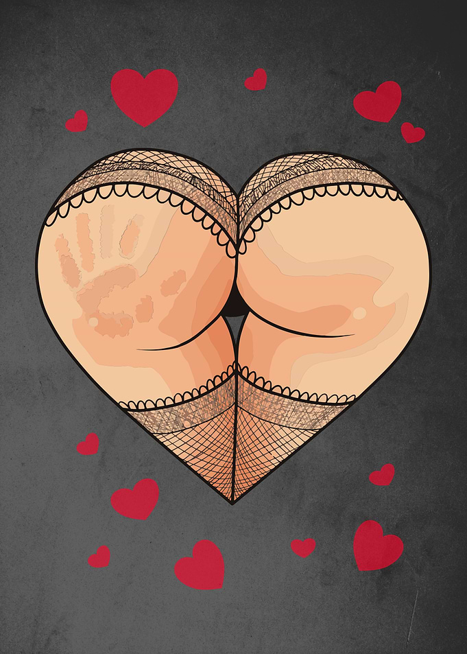 Butt cheeks with hand mark