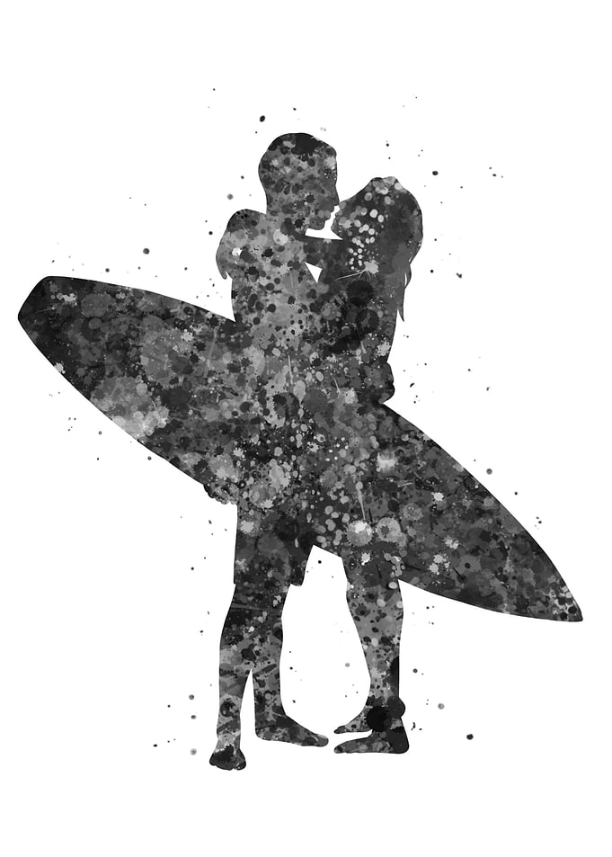 Surfing couple