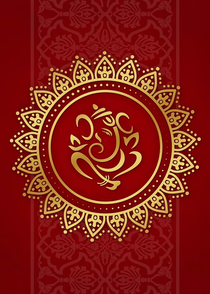 Hindu Ganesh Red Gold