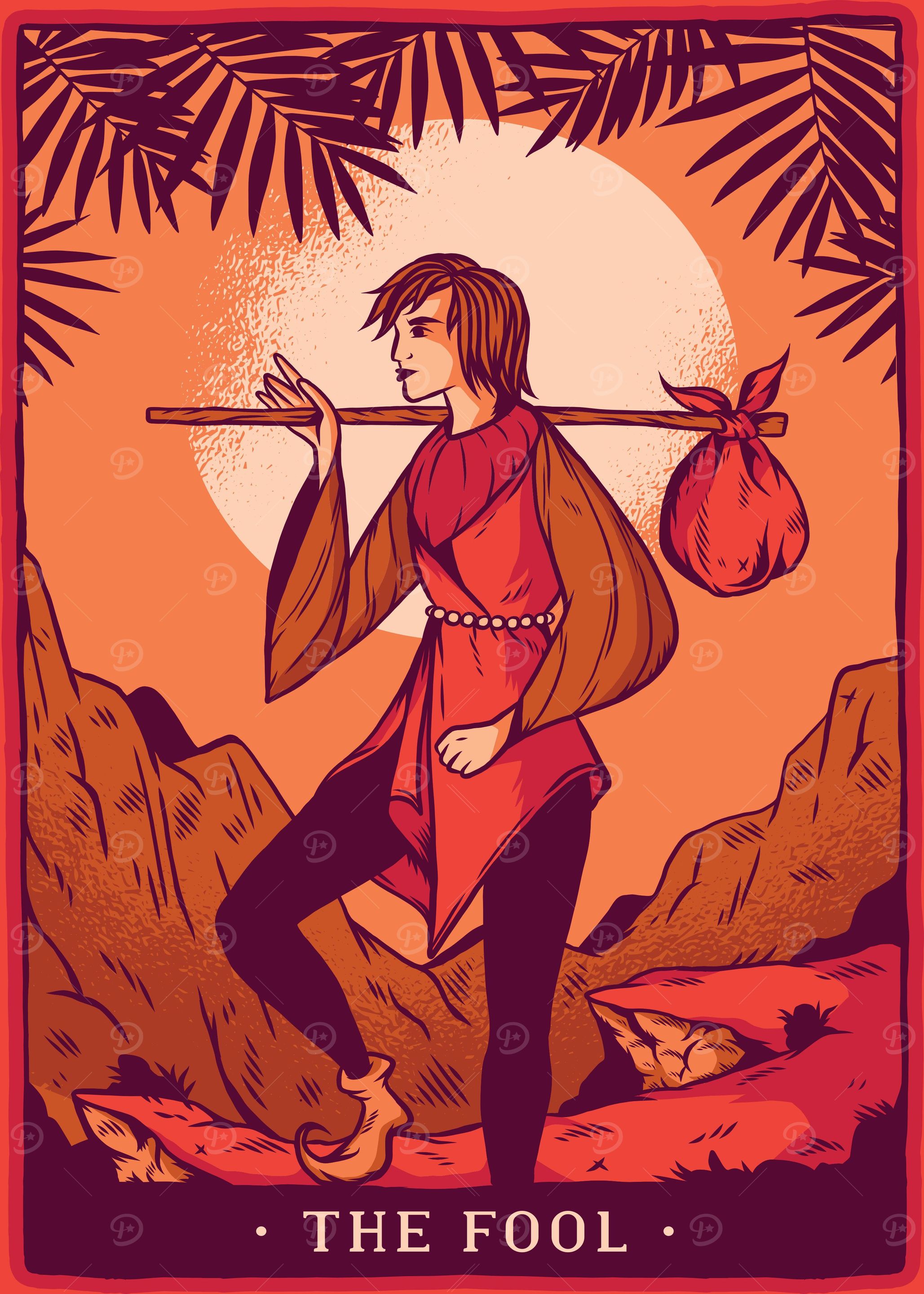 TAROT THE FOOL RED