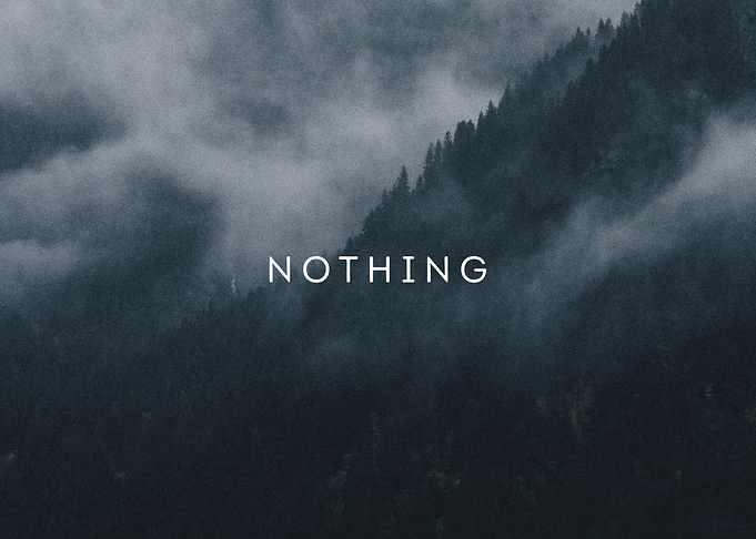 Nothing text misty forest
