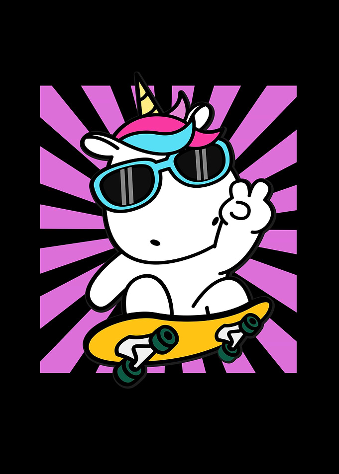 Skateboarding Unicorn Cute