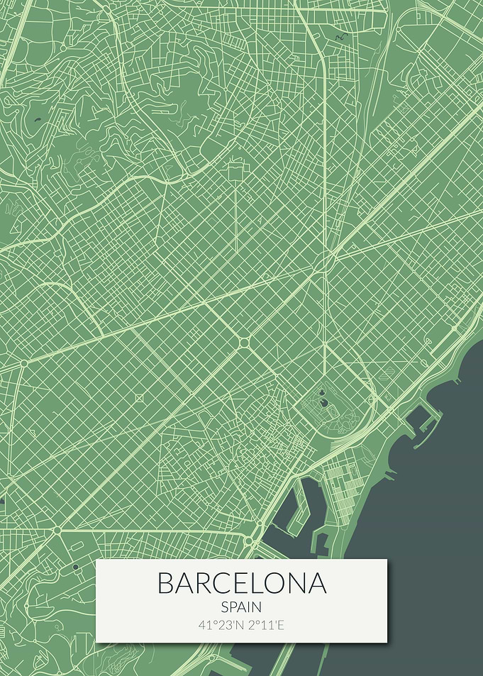 Barcelona Map Green