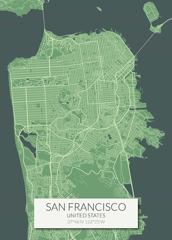 San Francisco Map Green