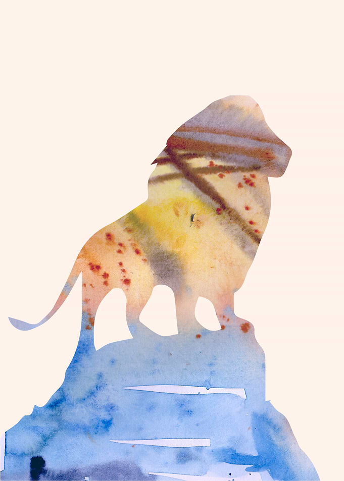 Mighty Lion in Watercolors