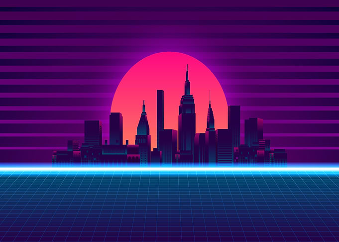 City in the horizon neon