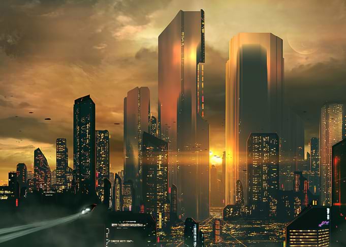 Futuristic golden city