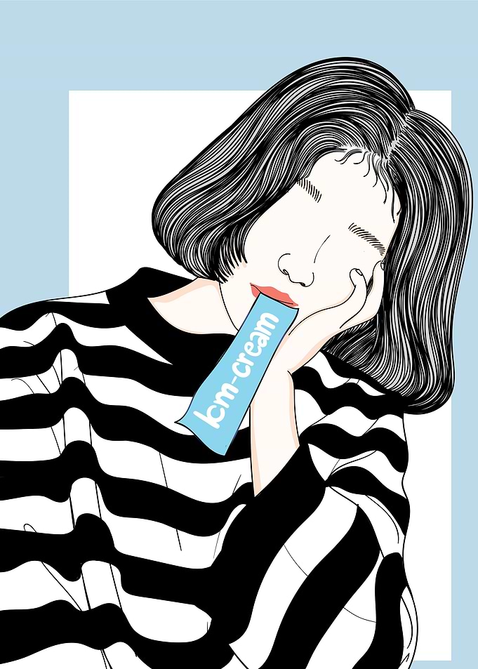 Fashion Girl Eating ice