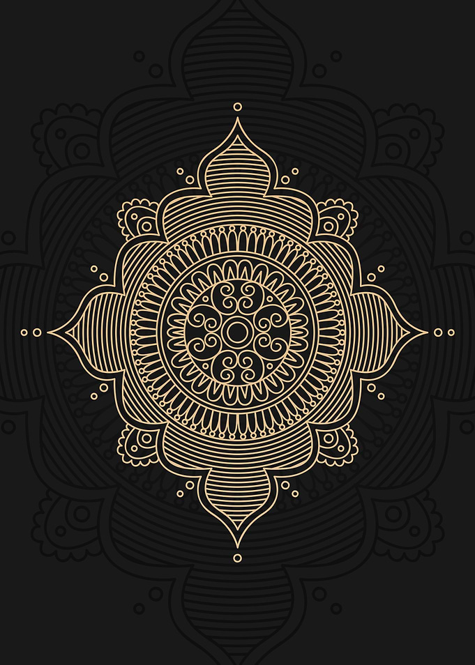 Mandala Line Art White