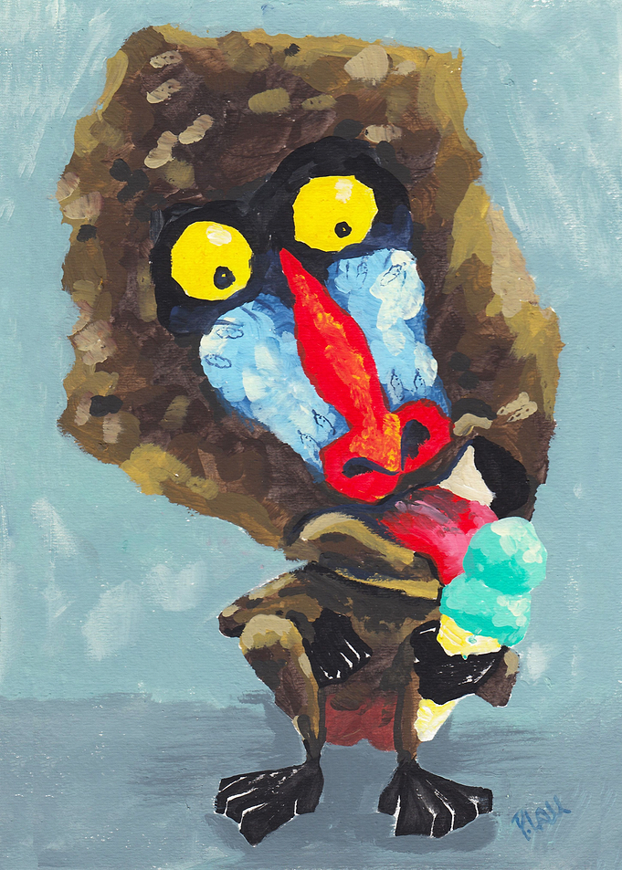 Baboon and ice cream