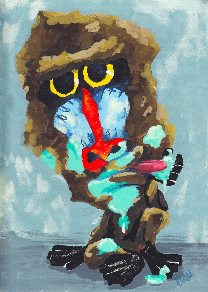 Baboon after ice cream