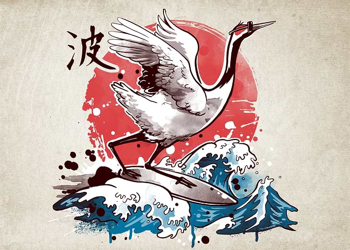 Surfer crane bird