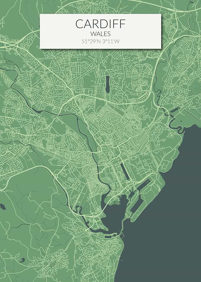 Cardiff Map Green