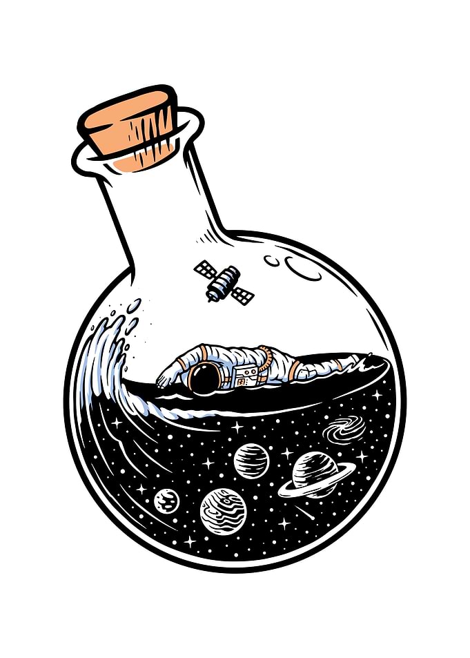 Astronaut swimming space