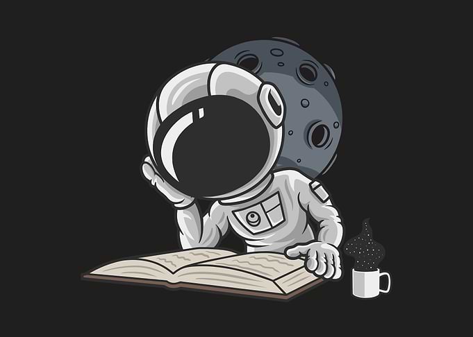 Funny Astronaut read books