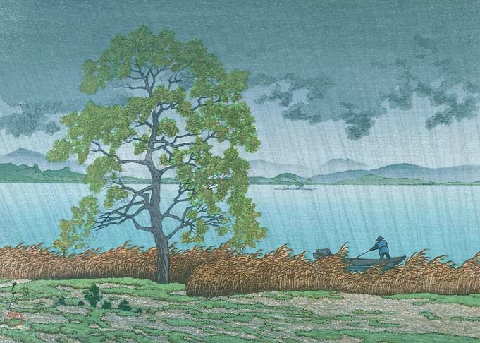 Matsue Lake In Rain
