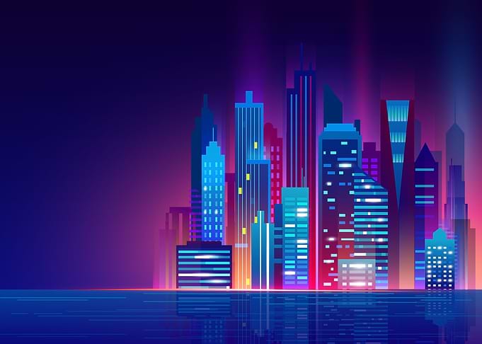 Neon Retro city poster