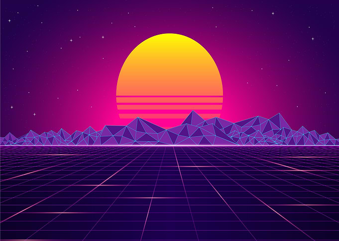 Neon Retro city poster